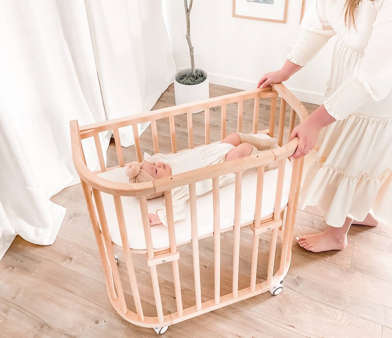 Wooden Bassinet With Wheels Babybay  